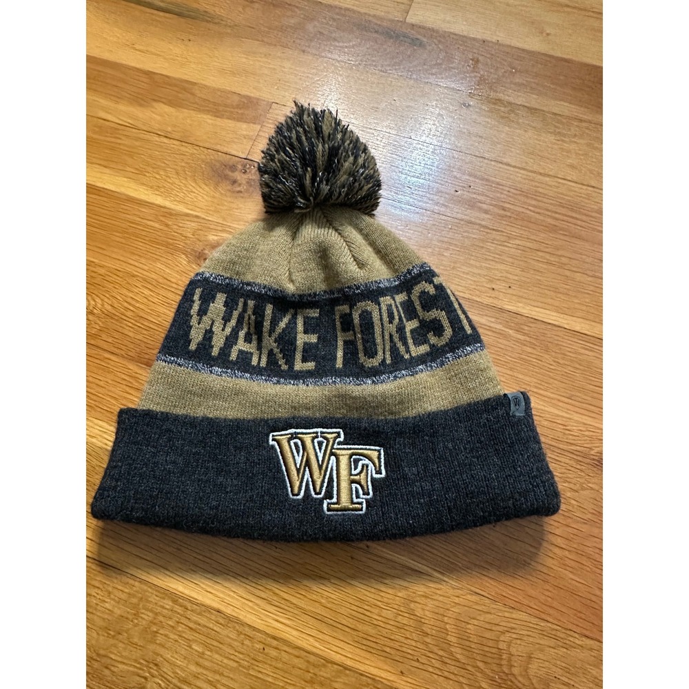 Top of the World Wake Forest Demon Deacons Beanie Hat Gold Grey Knit Pom Pom Cap